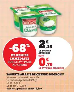 U Express Yaourts au lait de chevre soignon offre