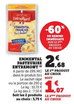 U Express Emmental pasteurise entremont offre