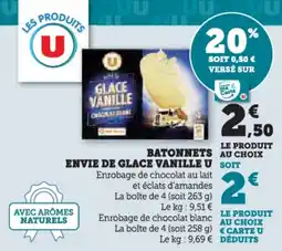 U Express Batonnets envie de glace vanille u offre