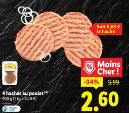 Lidl 4 hachés au poulet offre