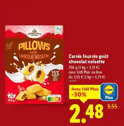 Lidl Carrés fourrés goût chocolat noisette offre