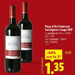 Lidl Pays d'Oc Cabernet Sauvignon rouge IGP offre