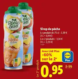Lidl PLEIN SUD Sirop de pêche offre
