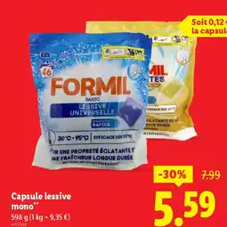 Lidl FORMIL Capsule lessive mono offre