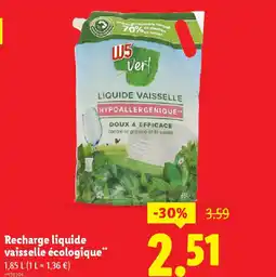 Lidl W5 Recharge liquide vaisselle écologique offre