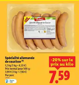 Lidl DULANO Spécialité allemande de saucisse offre