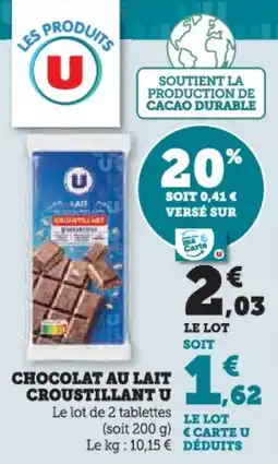 U Express Chocolat au lait croustillant u offre