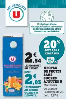 U Express Nectar de fruits sans sucres ajoutes u offre
