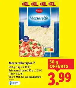Lidl MILBONA Mozzarella râpée offre