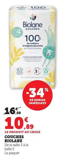 Bi1 Couches biolane offre