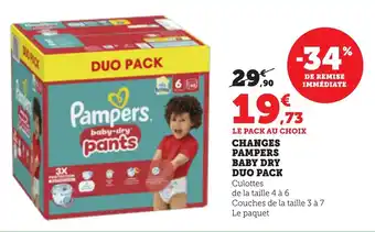 Bi1 Changes pampers baby dry duo pack offre