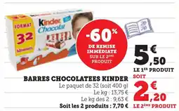 Bi1 Barres chocolatees kinder offre