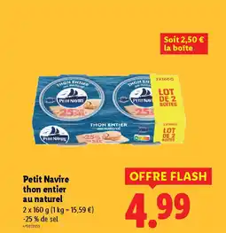 Lidl PETIT NAVIRE thon entier au naturel offre