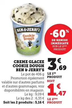 Bi1 Creme glacee cookie dough ben & jerry's offre