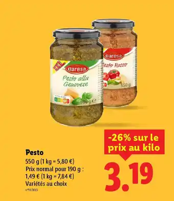 Lidl BARESA Pesto offre
