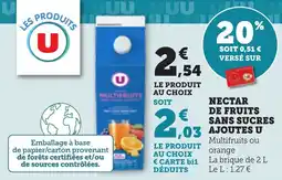 Bi1 Nectar de fruits sans sucres ajoutes u offre