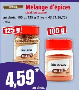 Norma NICLAUS Mélange d’épices steak ou texane offre