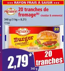 Norma Président 20 tranches de fromage cheddar & emmental offre
