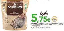 naturéO FAVRICHON Muesli croustillant duo choco offre