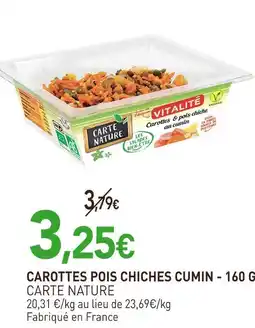 naturéO Carte Nature Carottes pois chiches cumin offre