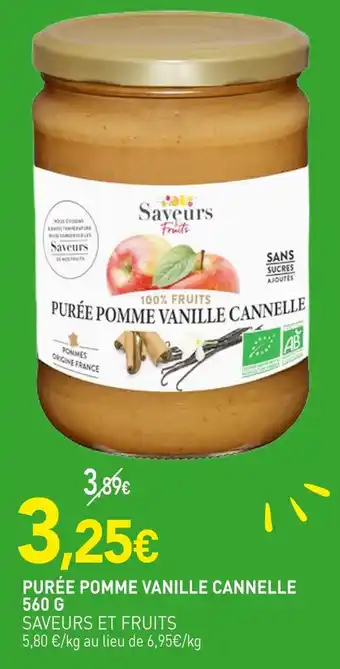 naturéO Saveurs et fruits Purée pomme vanille cannelle offre