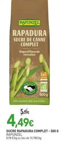 naturéO RAPUNZEL Sucre rapadura complet offre