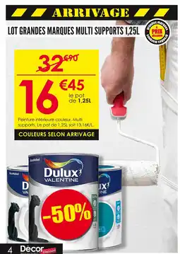 Décor Discount Dulux Valentine Lot grandes marques multi supports 1,25L offre