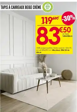 Décor Discount Tapis à carreaux beige crème offre