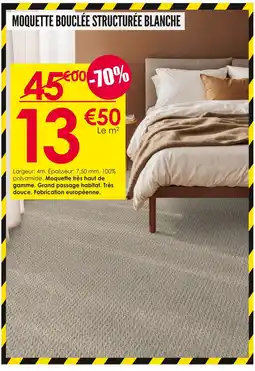 Décor Discount Moquette bouclée structurée blanche offre