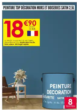 Décor Discount Peinture TDP Décoration Murs et Boiseries Satin 2,5 L offre