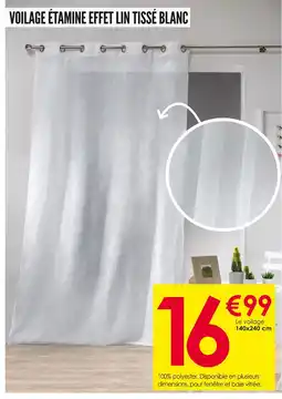 Décor Discount Voilage étamine effet lin tissé blanc offre