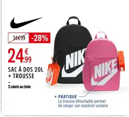 Intersport NIKE Sac à dos 20L + trousse offre