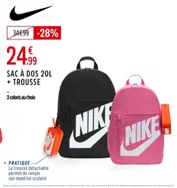 Intersport NIKE Sac à dos 20l + trousse offre