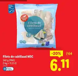 Lidl Ocean Sea Filets de cabillaud MSC offre