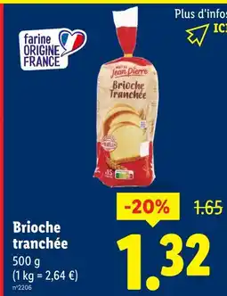 Lidl Brioche tranchée offre