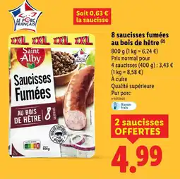 Lidl SAINT ALBY Saucisses Fumées offre