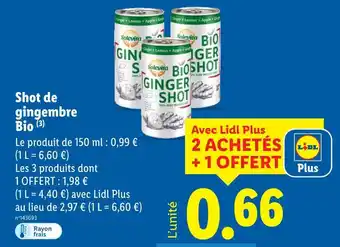 Lidl SOLEVITA Shot de gingembre Bio offre