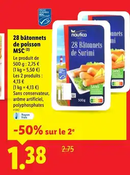 Lidl Nautica 28 bâtonnets de poisson MSC offre