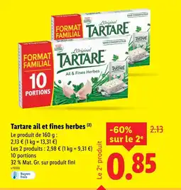 Lidl Tartare Tartare ail et fines herbes offre