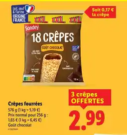 Lidl SONDEY Crêpes fourrées offre