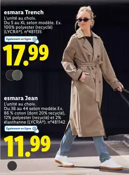 Lidl ESMARA TRENCH offre