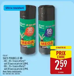 ALDI FOLIA Sacs poubelle 30 L offre