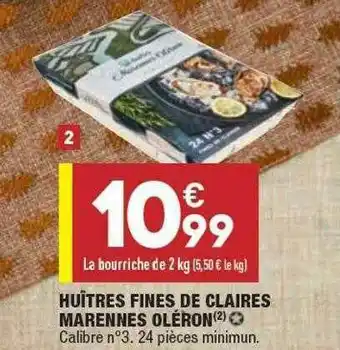 ALDI Huîtres Fines De Claires Marennes Oléron offre