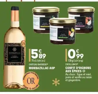 ALDI Monbazillac Aop Château Barrière, Confit D'oignons Aux épices Excellence offre