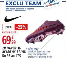 Intersport Zm vapor 16 academy fg mg du 36 au 47.5 offre