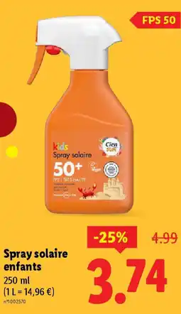 Lidl CIEN SUN Spray solaire enfants offre
