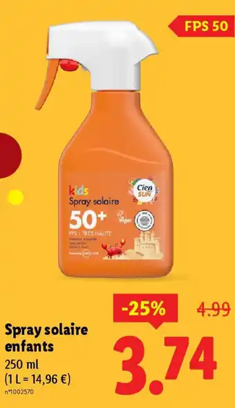Lidl CIEN SUN Spray solaire enfants offre
