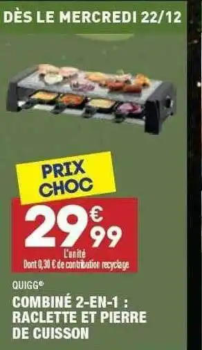 ALDI Combiné 2-en-1 : Raclette Et Pierre De Cuisson Quigg offre