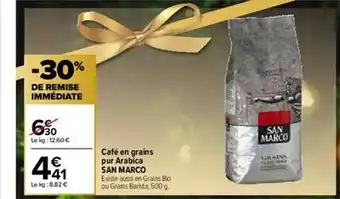 Carrefour Café En Grains Pur Arabica San Marco offre