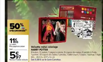 Carrefour Valisette Métal Coloriage Harry Potter offre